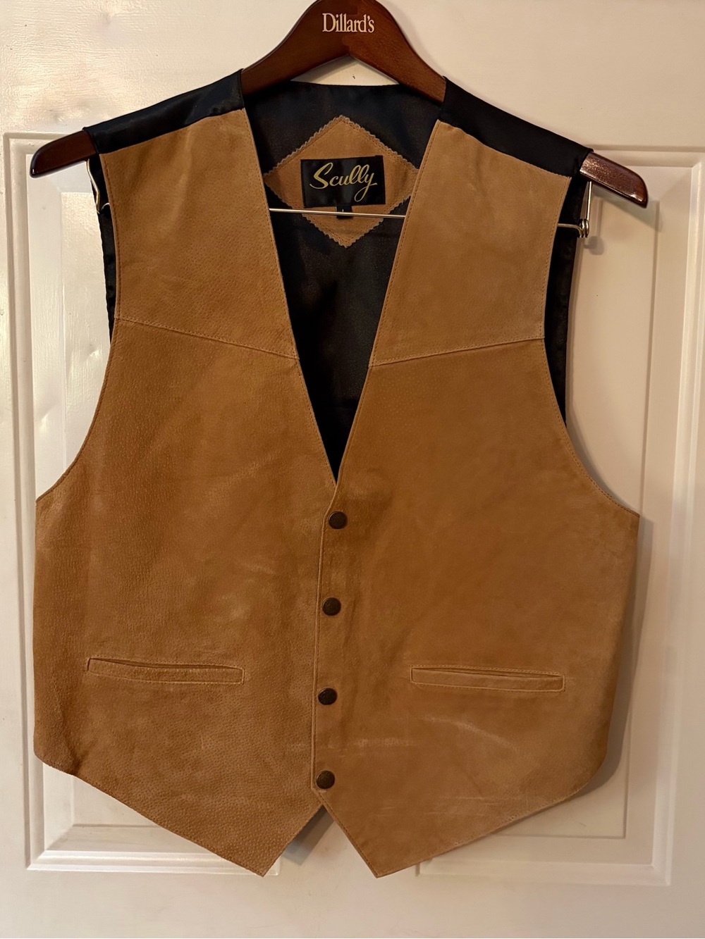 Scully Men's Boar Suede Western Vest Size L Tan Cowboy Cinch Back country